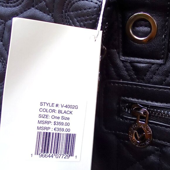 Valentino Orlandi NEW Black Quilted Vegan Leather 3 Compartment Tote & Pouch - Picture 3 of 10